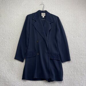 VTG 80' J.R. Petite by Joseph Ribkoff Dressy Blazer Double Breasted Blue Wom 4